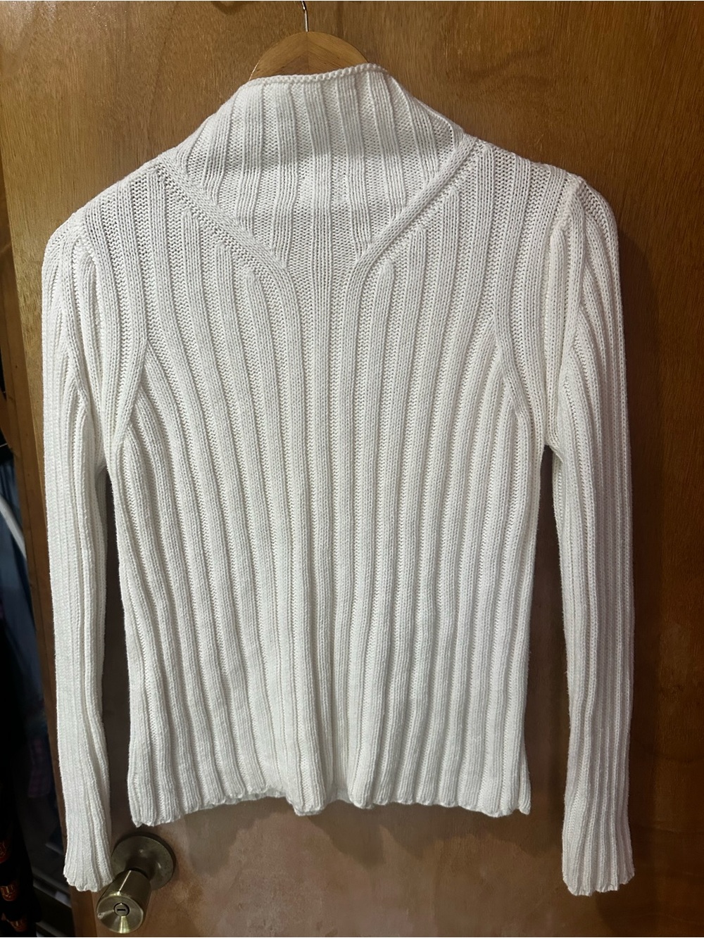 Calvin Klein Jeans Mock Neck White Ribbed Turtleneck Sweater Small - Picture 4 of 6